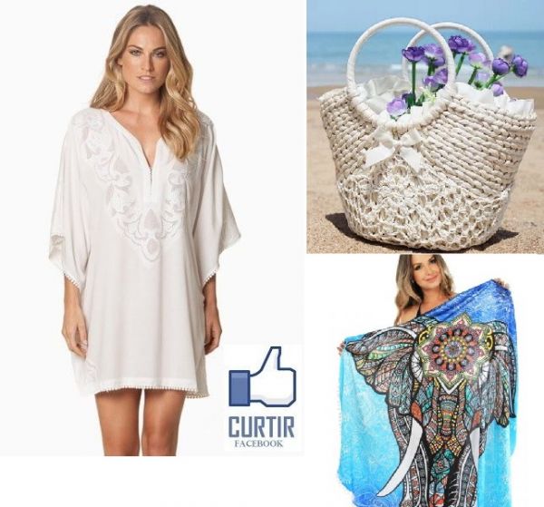 Look Kit Praia - Bolsa+Saída de praia+canga