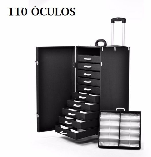 Expositor Carrinho 110 Oculos de sol Maleta Estojo Mala C/ Rodinha